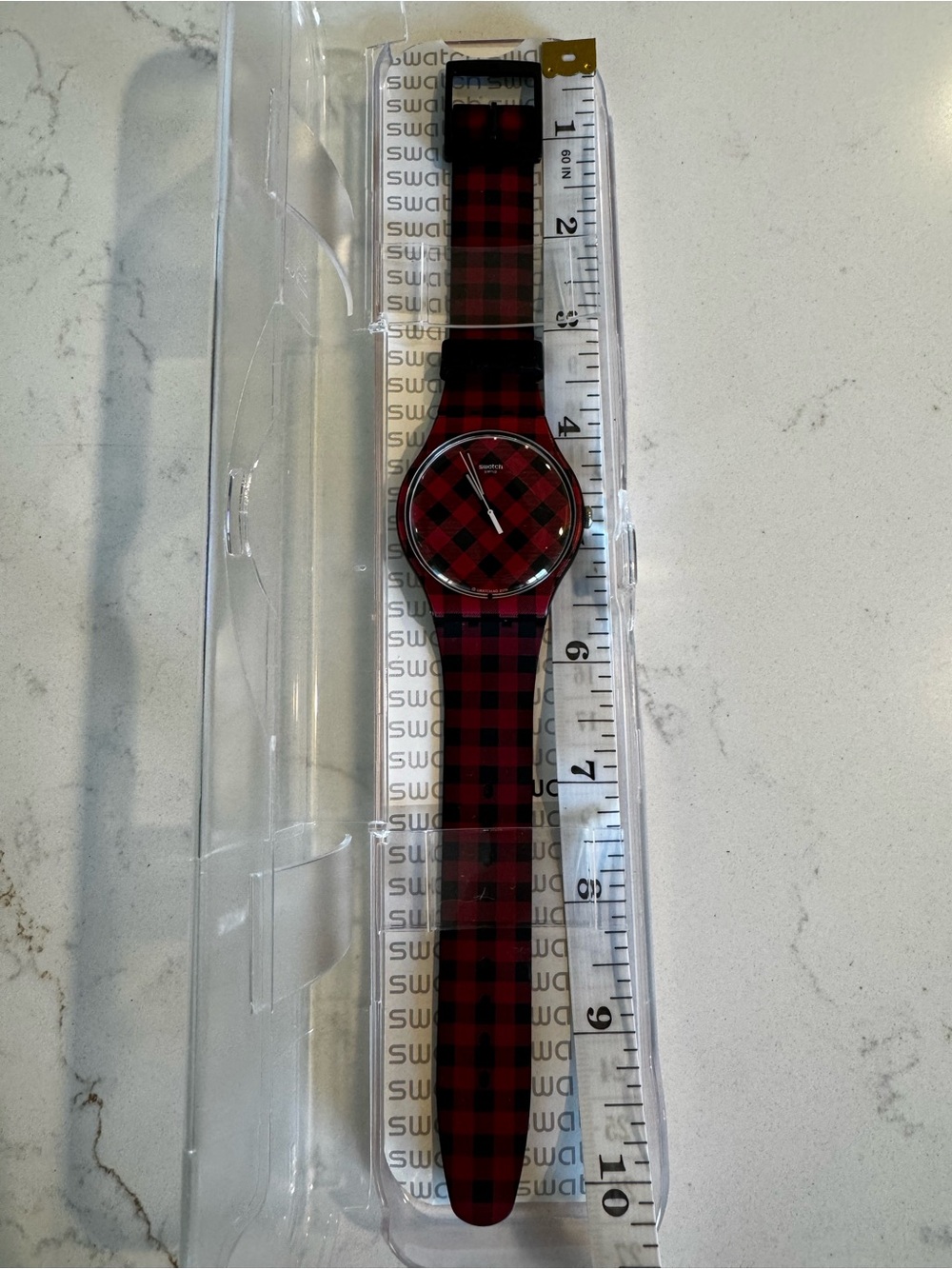 Swatch Adelboden Red and Black Plaid Watch - Picture 11 of 12